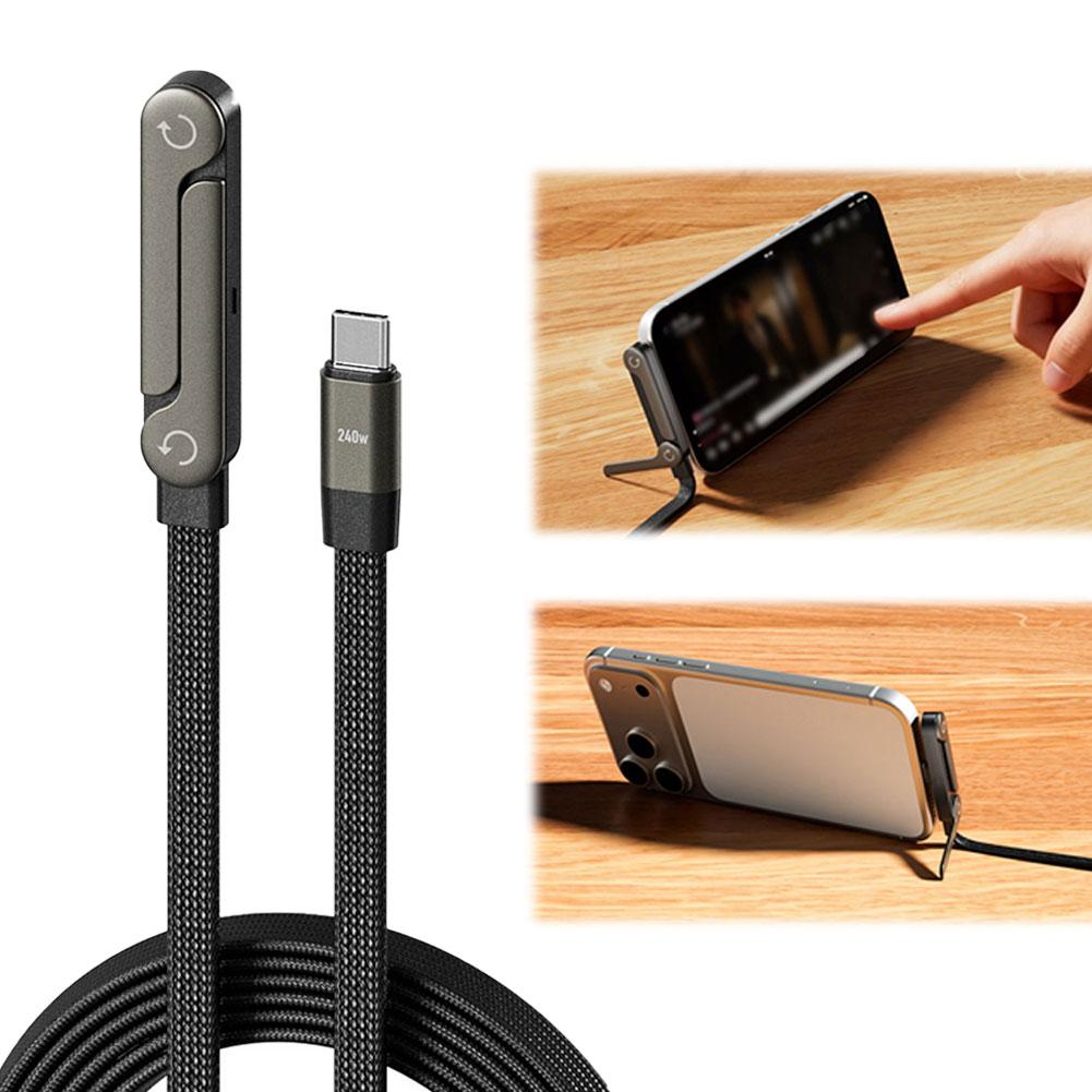 240W Fast Charging Cable with Foldable Phone Stand