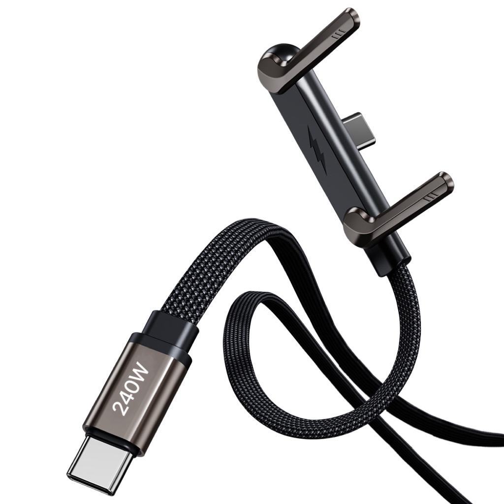 240W Fast Charging Cable with Foldable Phone Stand
